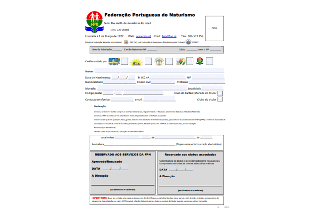 Ficha de inscrição para imprimir